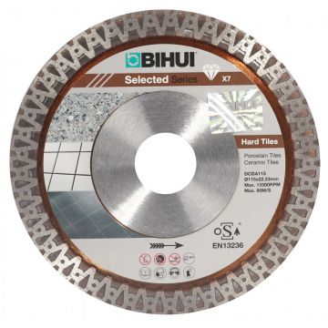 Disc Diamantat pt. Placi dure, Portelan dur, Placi ceramice 115x22.2 (mm) Super Premium - BIHUI-DCDA115