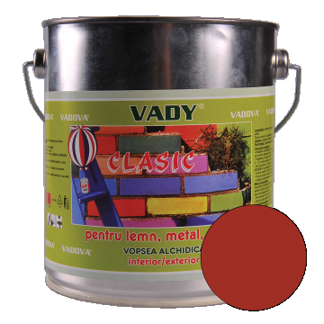 Vopsea alchidica Vady clasic, pentru lemn/metal/zidarie, interior/exterior, maro roscat, 3 kg
