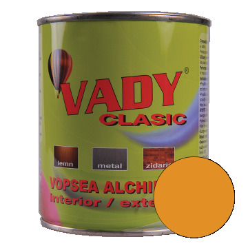 Vopsea alchidica Vady clasic, pentru lemn/metal/zidarie, interior/exterior, ocru, 0,6 l