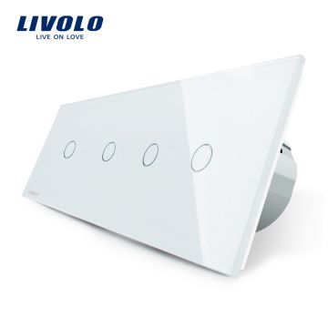 Intrerupator LIVOLO cu touch din sticla cu 4 intrerupatoare simple