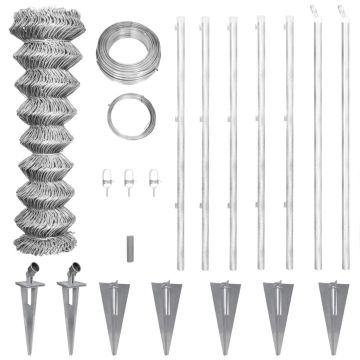 Gard din plasă cu stâlpi și țăruși 15 x 1 m oțel galvanizat