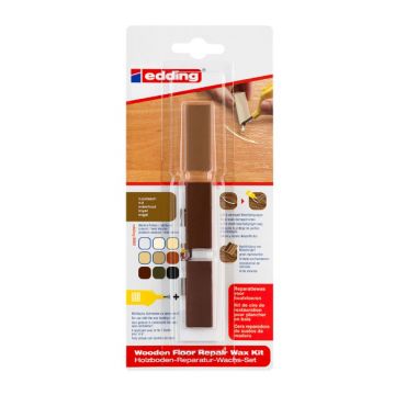 Kit de ceara pentru repararea pardoselilor din lemn Edding 8902, 3 buc/set, nuc