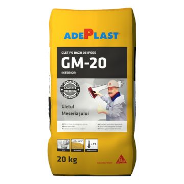 Glet Adeplast Gletul Meseriasului GM-20, pe baza de ipsos, pentru interior, 20 kg