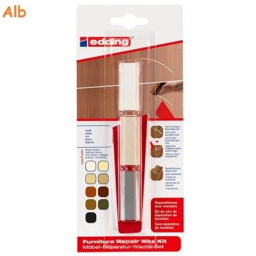 Kit de ceara pentru repararea mobilierului de lemn Edding 8901, 3 buc/set, alb