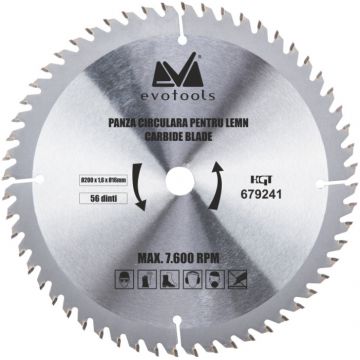 Panza Circulara Vidia Lemn 165x1.4x20 mm, 18 dinti, Evotools 638009