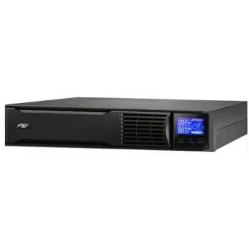 UPS Champ Rack 1K Online cu Sinusoida Pura 1000VA/ 900W AVR 3x Socket Schuko Display LCD 2 Baterii 12V/9Ah USB RS232 Dubla Conversie Rack 2U Negru