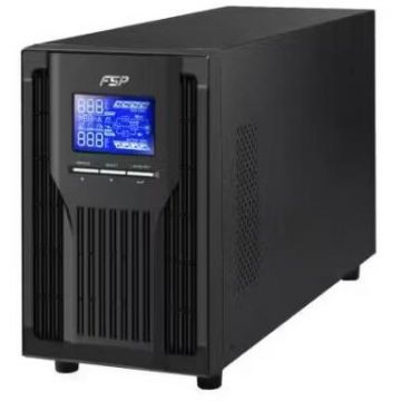 UPS Champ Tower 1K Online cu Sinusoida Pura 1000VA/900W AVR 3x Socket IEC Display LCD USB RS232 Dubla Conversie Negru