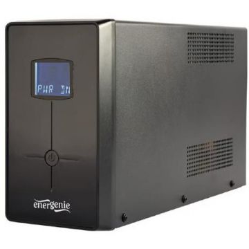 UPS Line Interactive cu Management Mini Tower 2000VA/1200W AVR 3x IEC 2x Schuko 2 Baterii 12V/9Ah Display LCD Back-up 1-10Min Negru