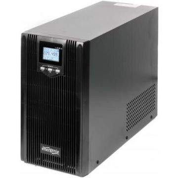 UPS Line Interactive cu Sinusoida Pura cu Management Mini Tower 3000VA/2400W  AVR 6x IEC 4 Baterii 12V/9Ah Display LCD Back-up 21-30Min Negru