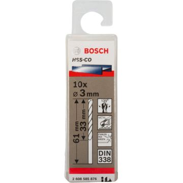 Bosch metal twist drill HSS-Co, 3mm (working length 33mm, 10 pieces)