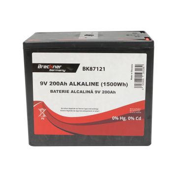 Baterie uscata alcalina 9V, 200Ah pentru gard electric, Cod: BK87121, Brand: BRECKNER GERMANY