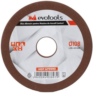 Disc Abraziv pentru Masina de Ascutit Lanturi 108 x 23.1 x 3.2 mm Evotools 679999