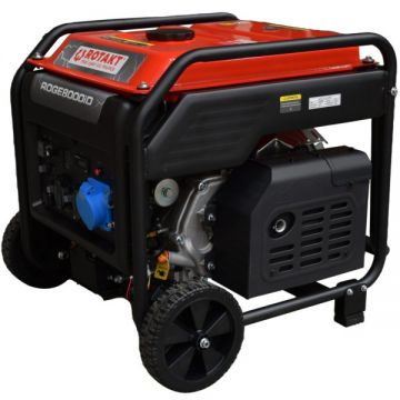 Generator electric monofazic, Rotakt ROGE8000iD,, Benzina, 7.5 KW, AVR, Voltmetru, Iesire De 12V