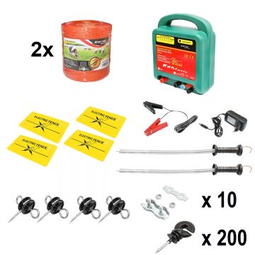 Kit complet gard electric 12/220V, 6.5 Joule lungime fir 2000m, 200 izolatori si placute avertizare, Cod: BK87117, Brand: BRITMANN