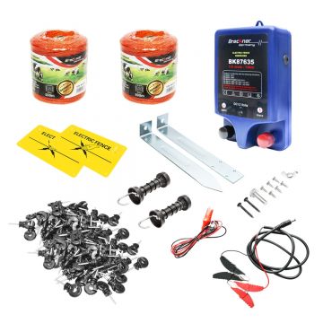 Kit complet gard electric 12V, 1 Joule, lungime fir 1000m, 200 izolatori, 2 manere poarta si 2 placute avertizare, Cod: BK87554, Brand: BRECKNER GERMANY