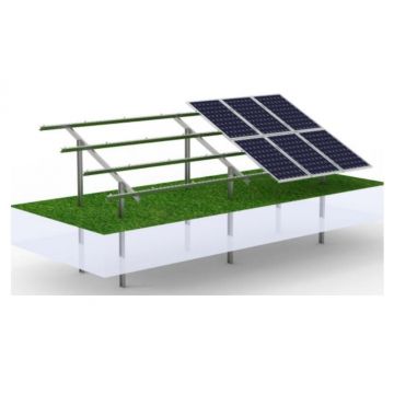 Sistem complet montare, structura sol cu stalpi pentru 20-24 panouri solare fotovoltaice de 2384x1096x35mm, 2384x1303x35mm, unghi 30 grade, Cod: BK78413, Brand: BRECKNER GERMANY