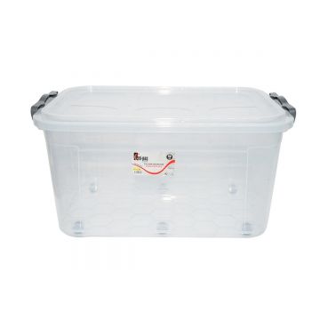 Cutie depozitare 50L cu capac si roti din plastic transparenta 400x630x320mm, Cod: DISLK04, Brand: BRECKNER GERMANY