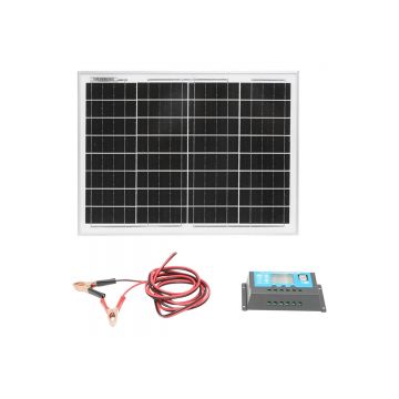 Panou solar 20W fotovoltaic monocristalin 400x300x17mm, regulator de incarcare 12/24V 10Ah, cablu 1.5/2m, Cod: BK87428, Brand: BRECKNER GERMANY