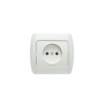 Priza simpa alba ST MAKEL 220V - 250V, 10A incastrat, ceramica, Cod: DISHZ74, Brand: Makel