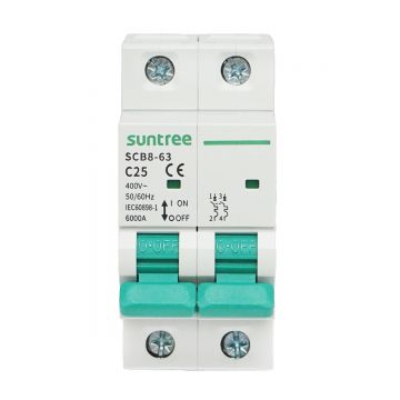 Siguranta automata tip intreruptor 2P-25A-400VAC, 6KA, Cod: DISMB40, Brand: SUNTREE