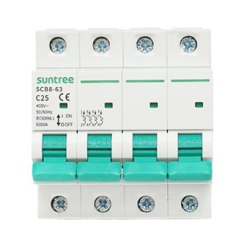 Siguranta automata tip intreruptor 4P-25A-400VAC, 6KA, Cod: DISMB39, Brand: SUNTREE