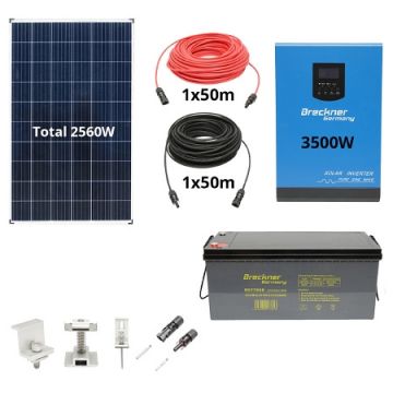 Sistem solar fotovoltaic cu invertor 3.5KW 220V ON-Grid Hibrid 100A MPPT, Cod: BK88704, Brand: BRECKNER GERMANY