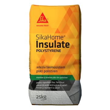 Adeziv si masa de spaclu polistiren SikaHome Insulate Polystyrene, interior/ exterior, gri,  rezistent la inghet/dezghet25 Kg