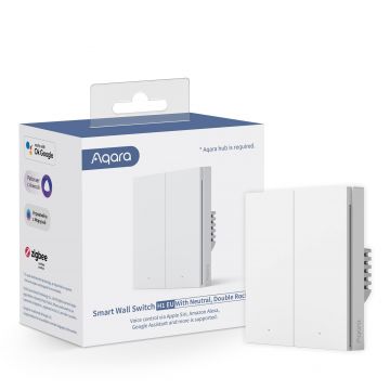 Intrerupator inteligent Aqara Smart Wall Switch H1 (With Neutral – cu Nul, Double Rocker)