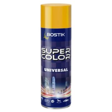 Vopsea spray universala decorativa Bostik Super Color, interior/exterior, galben auriu RAL1004, 400 ml