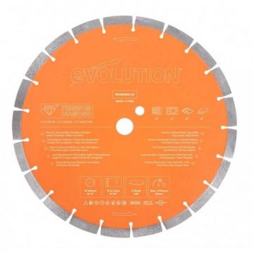 Disc diamantat segmentat pentru zidarie, beton si piatra naturala Evolution PD300SEG-CS, O300x22.2 mm, 21 dinti