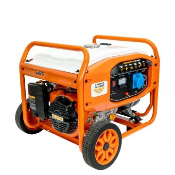 Generator Ruris r-power GE7000, 13 CP, 6500 W, 420 CC, 4 timpi, 2 prize, 220 V, AVR, pornire manuala, voltmetru analogic, 28 l capacitate rezervor, benzina