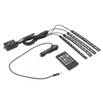 Kit lumini ambientale interior auto RGB LED 12V/6A cu telecomanda, Cod: BK80028, Brand: BRECKNER GERMANY