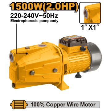 Pompa Apa cu Jet 1500w, inaltime 60m, adancime 9m, 100l/min, pt hidrofor, Ingco JP15008