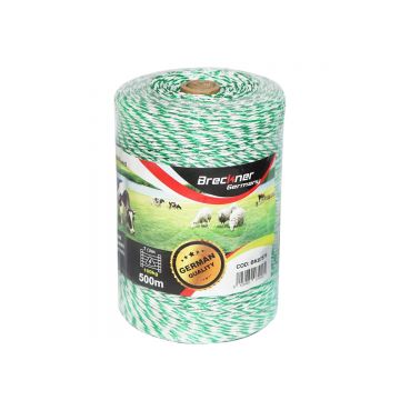 Rola fir alb-verde fi 2.5mm insertie metalica 4x0.2mm SS, rezistenta 7 Ohm/m, 500m gard electric, Cod: BK87576, Brand: BRECKNER GERMANY