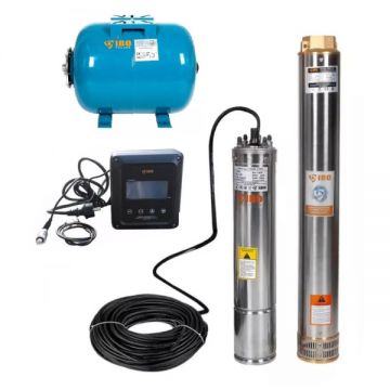 Set Hidrofor 50L cu Pompa submersibila IBO Dambat 4SDM4/18, 1.5kW, Panou comanda inteligent cu convertizor frecventa IVR-08-030S