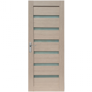 Usa interior celulara cu geam Pamate U73, reversibila, MDF, crem, toc fix, 200 x 80 x 3.5 cm