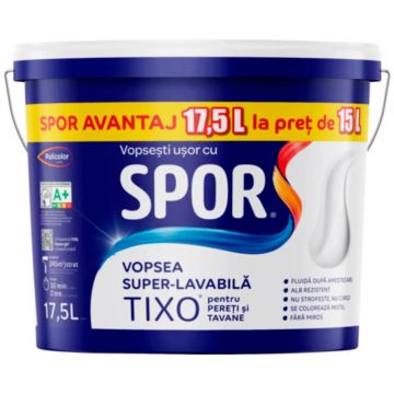 Vopsea superlavabila interior Spor Tixo, alb, 17.5 l