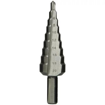 Burghiu conic in trepte Hikoki HSS, pentru otel / plastic, 8 x 4-20 mm