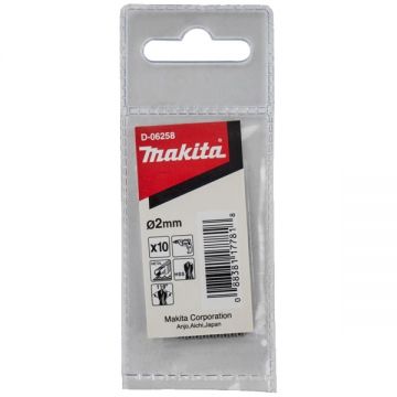 Makita D-06258 - Set burghie metal HSS 2 mm tija cilindrica 10 bucati