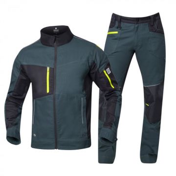 Set costum cu pantaloni de lucru in talie 4XSTRETCH - verde