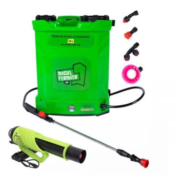 Set Pompa de stropit cu acumulator Micul Fermier 16L + Atomizor electric, Vermorel electric, 80W