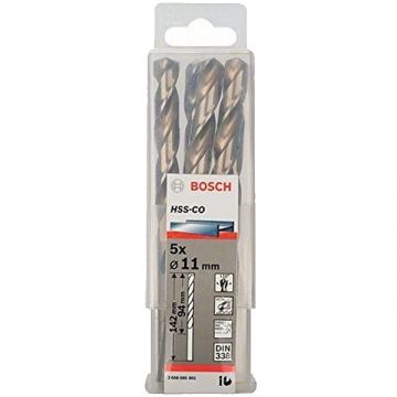 Bosch 2608585901 - Set burghie metal HSS-CO 11 mm tija cilindrica 5 bucati