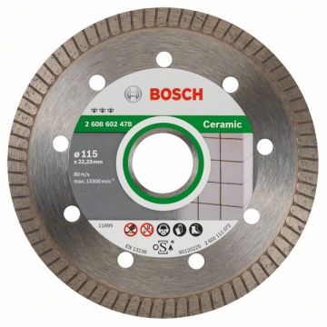 Bosch Best for Ceramic Extra-Clean Turbo - Disc diamantat de taiere continuu 115x22.2x1.4 mm taiere uscata