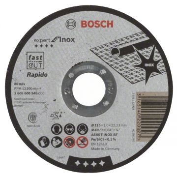 Bosch Expert for Inox - Rapido - Disc taiere inox 115x22.2x1 mm 1 buc