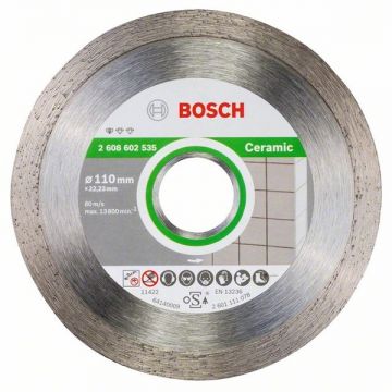 Bosch  Standard for Ceramic - Disc diamantat de taiere continuu 110x22.2x1.6 mm taiere uscata