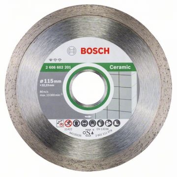 Bosch Standard for Ceramic - Disc diamantat de taiere continuu 115x22.2x1.6 mm taiere uscata