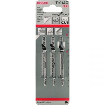 Bosch T 101 AO - Set panze fierastrau pendular tija cu un prag de prindere (T) 83 mm lemn taiere curba fina 3 bucati