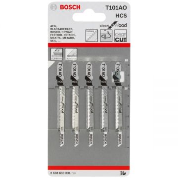 Bosch T 101 AO - Set panze fierastrau pendular tija cu un prag de prindere (T) 83 mm lemn taiere curba fina 5 bucati