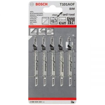 Bosch T 101 AOF - Set panze fierastrau pendular tija cu un prag de prindere (T) 83 mm panou laminat taiere curba fina 5 bucati