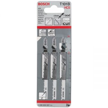 Bosch T 101 B - Set panze fierastrau pendular tija cu un prag de prindere (T) 100 mm lemn taiere dreapta fina 3 bucati